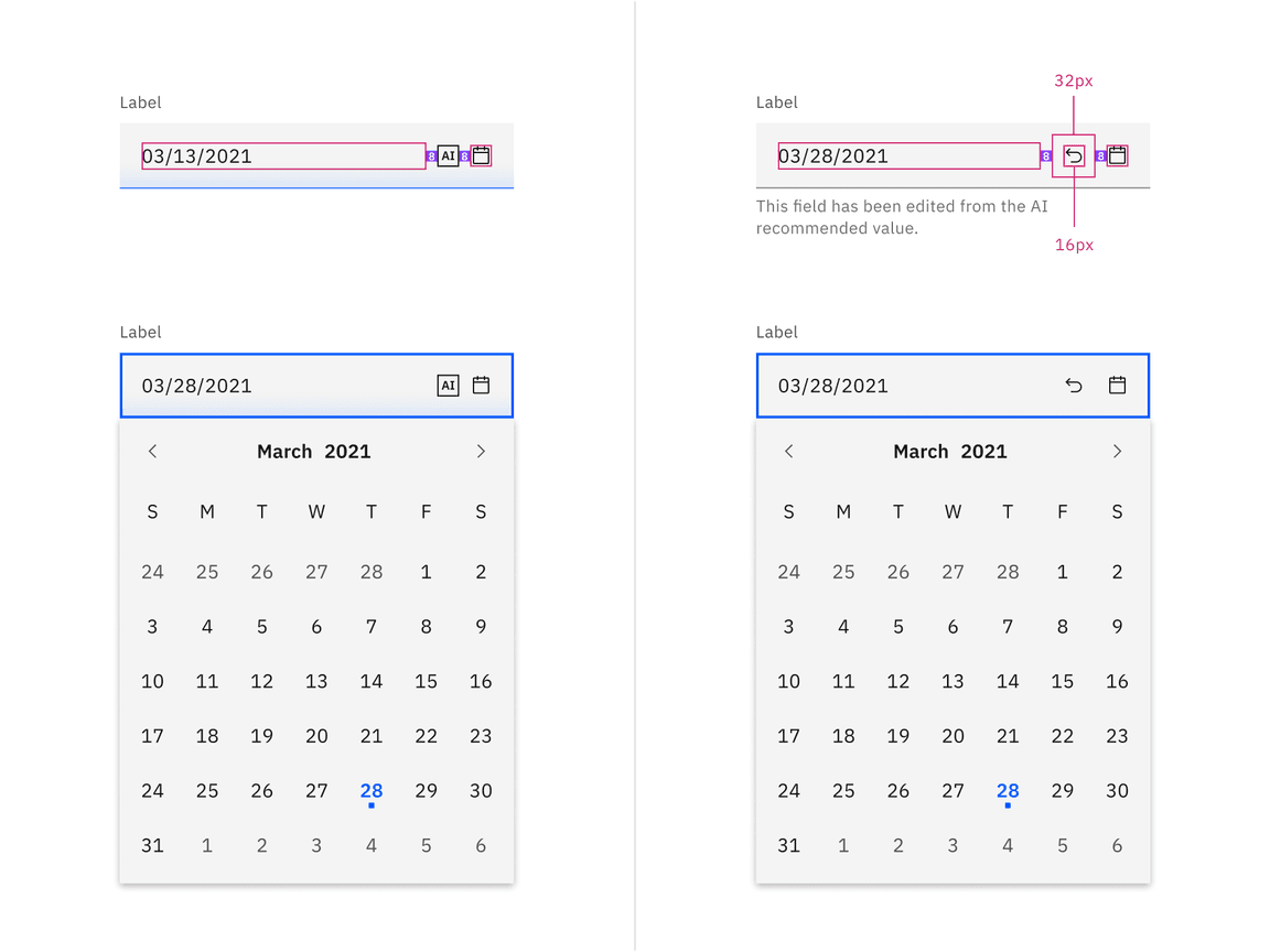 Structure and spacing default date picker with AI